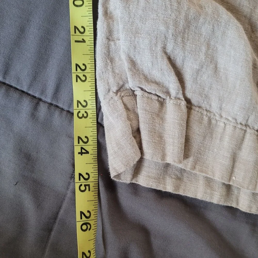 Quince 100% European Linen Flax Wide Leg Pants Size Large Beige Pull On Cropped